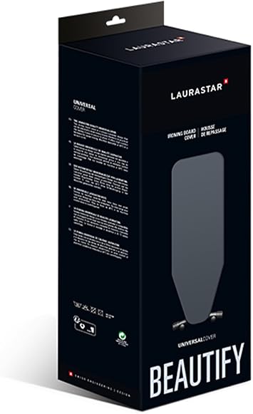 Laurastar Universal Ironing Cover Grey Unique Laurastar Design 131 cm x 55 cm 100% Cotton Practical Clip System Suitable for All Ironing Boards of Other Brands Machine Washable