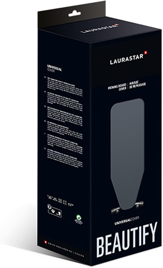 Laurastar Universal Ironing Cover Grey Unique Laurastar Design 131 cm x 55 cm 100% Cotton Practical Clip System Suitable for All Ironing Boards of Other Brands Machine Washable