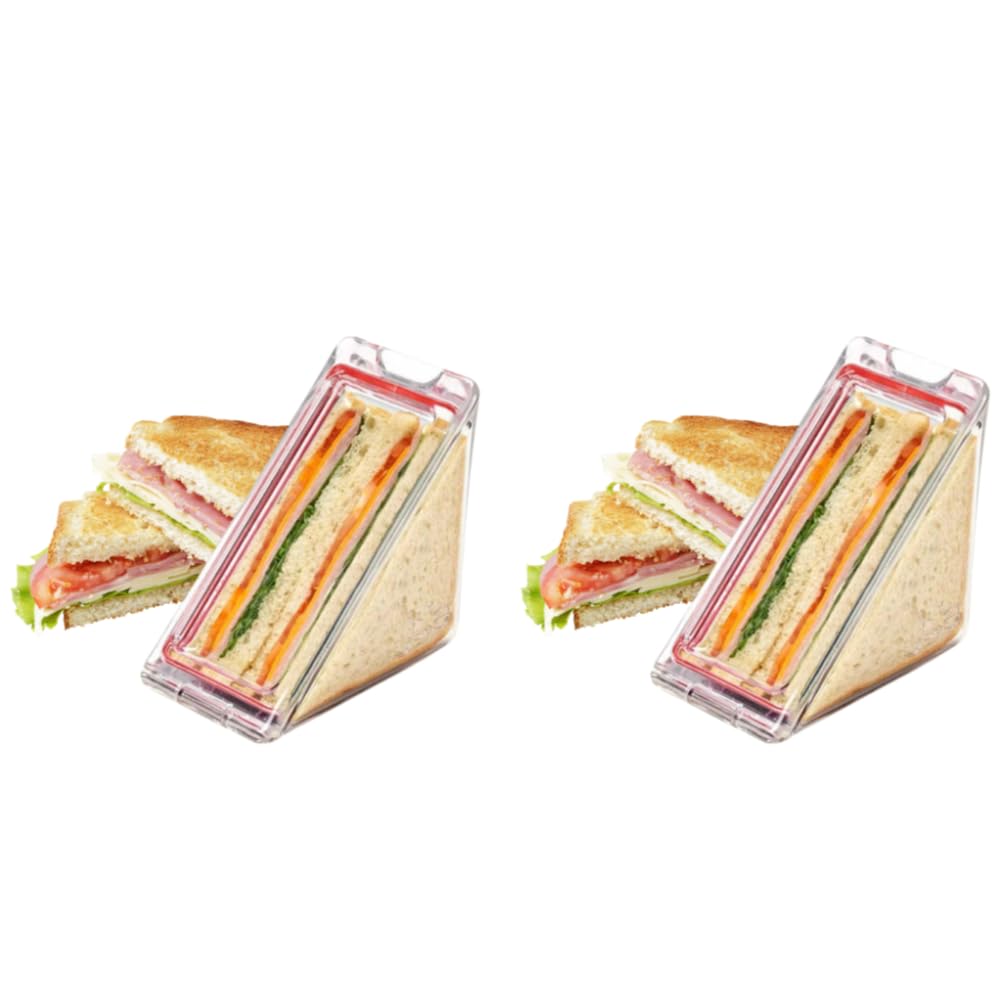 Fiorky 2pcs Triangle Sandwich Container, Sandwich Boxs, Reusable Cake Holder Cheesecake Container Leak-Proof Clear Fod Wedge Box for Fruit Cake for Work, School, and Outdoor Use