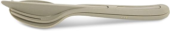 Koziol 8003700 KLIKK File Plastic, Reusable, Knife, Fork, Spoon, Outdoor, Camping, Picnic, Hiking, Vacation, Lunch to go, Cutlery Set of Three