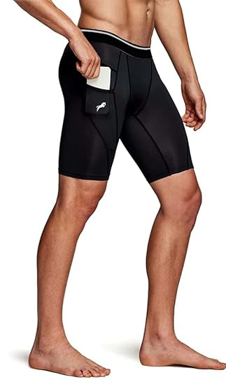 Cricket Shorts with Cup Pocket, Compression Men's Skin Tight Shorts with Mobile Pocket for Gym, Running, Cycling, Swimming, Basketball, Cricket, Yoga