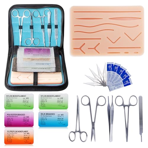 Alcedo Suture Practice Kit for Medical Students, Complete Set Include Durable Regular Suturing Pad...