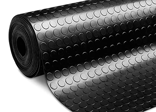 BIANCHERIAWEB Tappeto Rivestimento Pavimento Gommato PVC con Bolle Colore Nero Bollato 100x400 Floor Nero
