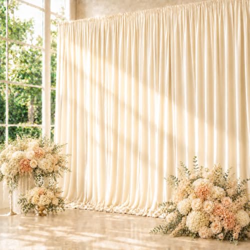 GEWONELIFE 10ft x 10ft Beige Backdrop Curtains for Parties, 2 Panels 5ft x 10ft Wrinkle-Free Polyester Photo Backdrop Drapes for Wedding Birthday Baby Shower Graduation Photography Background