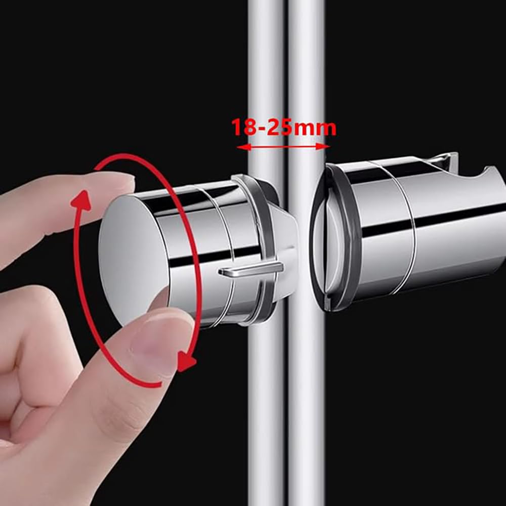 Uchwyt na głowicę prysznicową, uniwersalny, regulowany, wymienny uchwyt prysznicowy do drążków przesuwnych 19-25 mm, obrót o 360°, montaż bez narzędzi, akcesoria łazienkowe do prysznica