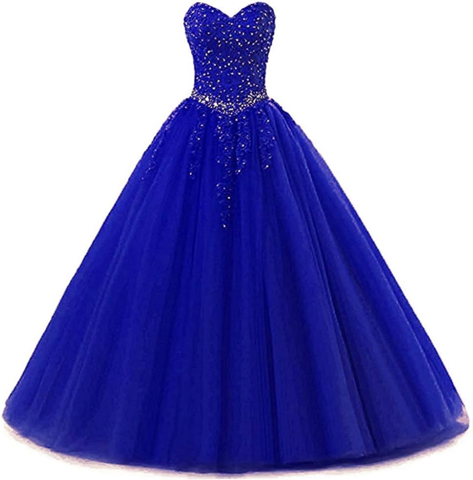 Women's Sweetheart Tulle Prom Ball Gown Quinceanera Dresses