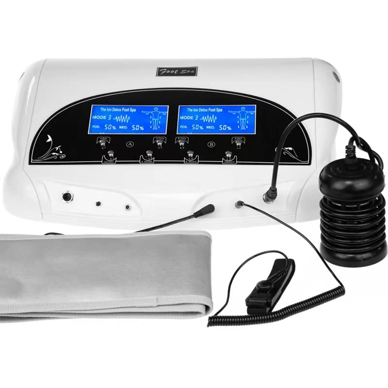Hydrogalvanotherapie-Gerät für Detox-Fußbad, Dual Mode Ion Cleanser Set für 2 Personen mit Infrarot-Bambusgürtel & Zubehör, Spulen-Klinkenstecker – Marke am Ende