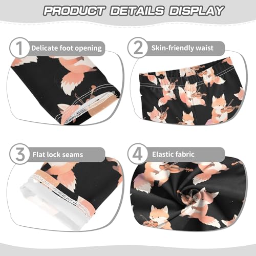 Cute Fox Violin Girls Leggings Soft Stretch Workout Yoga Dance Pants for Kids Casual Tights3