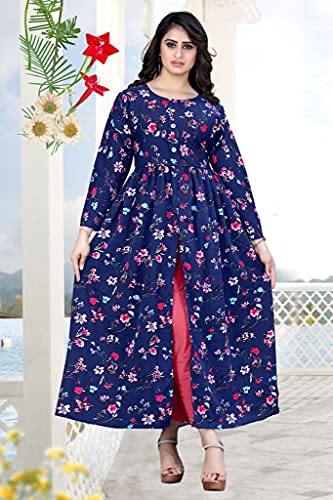 Image of H.E HAMZA ENTERPRISER Printed Crepe Material Brown Western Dress For Women