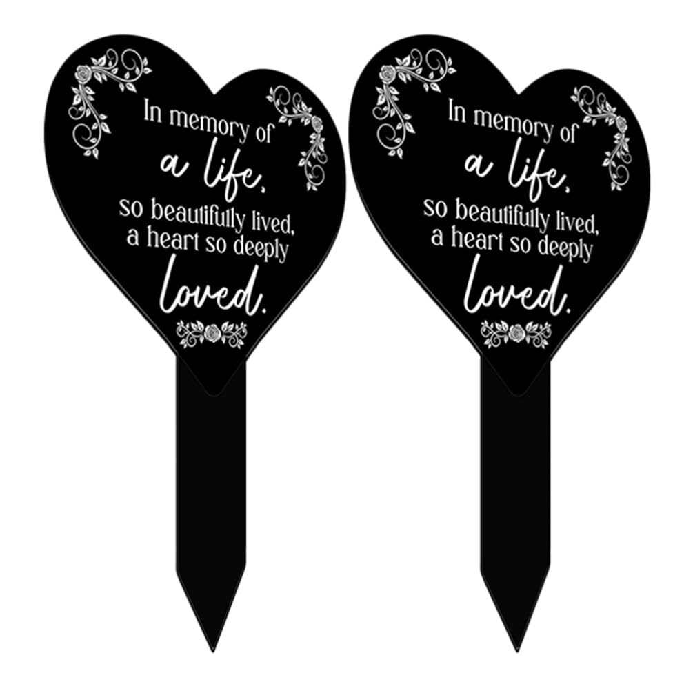 VANZACK 2pezzi Decorazioni Per Cimitero Commemorativi Forma Di Cuore Acrilico Per e Luoghi Di Riposo Design Rustico e Resistente Facili Da Manutentare