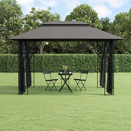 Carpa con paredes laterales antracita 400x300x270 cm acero