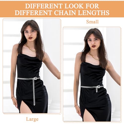 Silver Chain Belt for Women, Adjustable Metal Waist Belt Elegant Silver Chain for Women Girls Dresses, Jeans, Clothes Accessories4