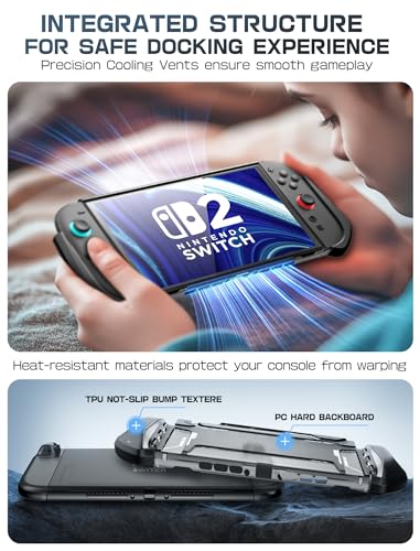 mumba dockable case for nintendo switch 2 2025 blade series tpu grip protective cover accessories compatible with switch 2 79 inch and quick-release joy-con design black
