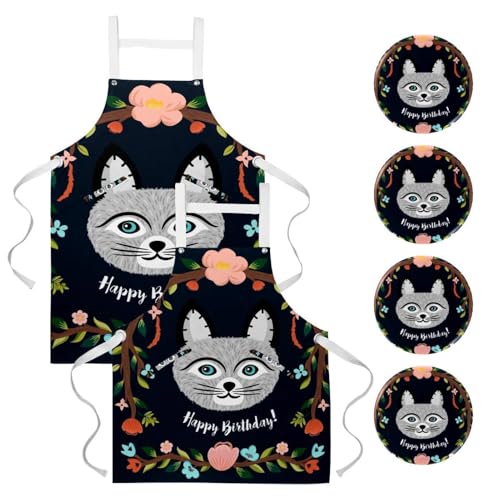 Tablier de serveuse anti taches pour cuisine et restaurant avec 4 poches pratiques
