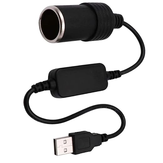 USB A Male to 12V Car Cigarette Lighter Socket Female Power Converter Cable,Fit for Driving Recorder, Electronic Dog, Car Charger and Other Automotive Electronic Equipment (0.3M)