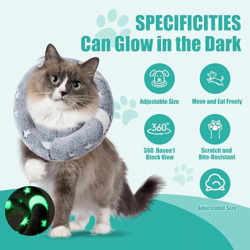 Image of HOMBYS Soft Dog Cone for Dogs and Cats, Glow in The Dark Design Claming Dog, Adjustable Dog Collar Alternative After Surgery, Protective Elizabethan Collar for Dogs Recovery and Stop Licking,XXL