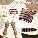 Newcotte 5 Pcs Therian Gear Stuff Beanie Hat Therian Necklace Glove Bracelet Tail Keychain Y2k Fairy Grunge Accessories(Classical,Brown)