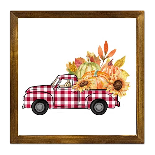 Tableau de ferme Happy Fall Pumpkin en bois pour une ambiance de salon chaleureuse
