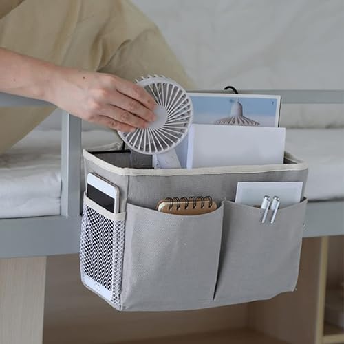 Miniatura 3 de LIFKOME Bolsa de almacenamiento colgante de lona para mesita de noche, cesta de almacenamiento de tela, organizador de ropa de bebé, apilador de