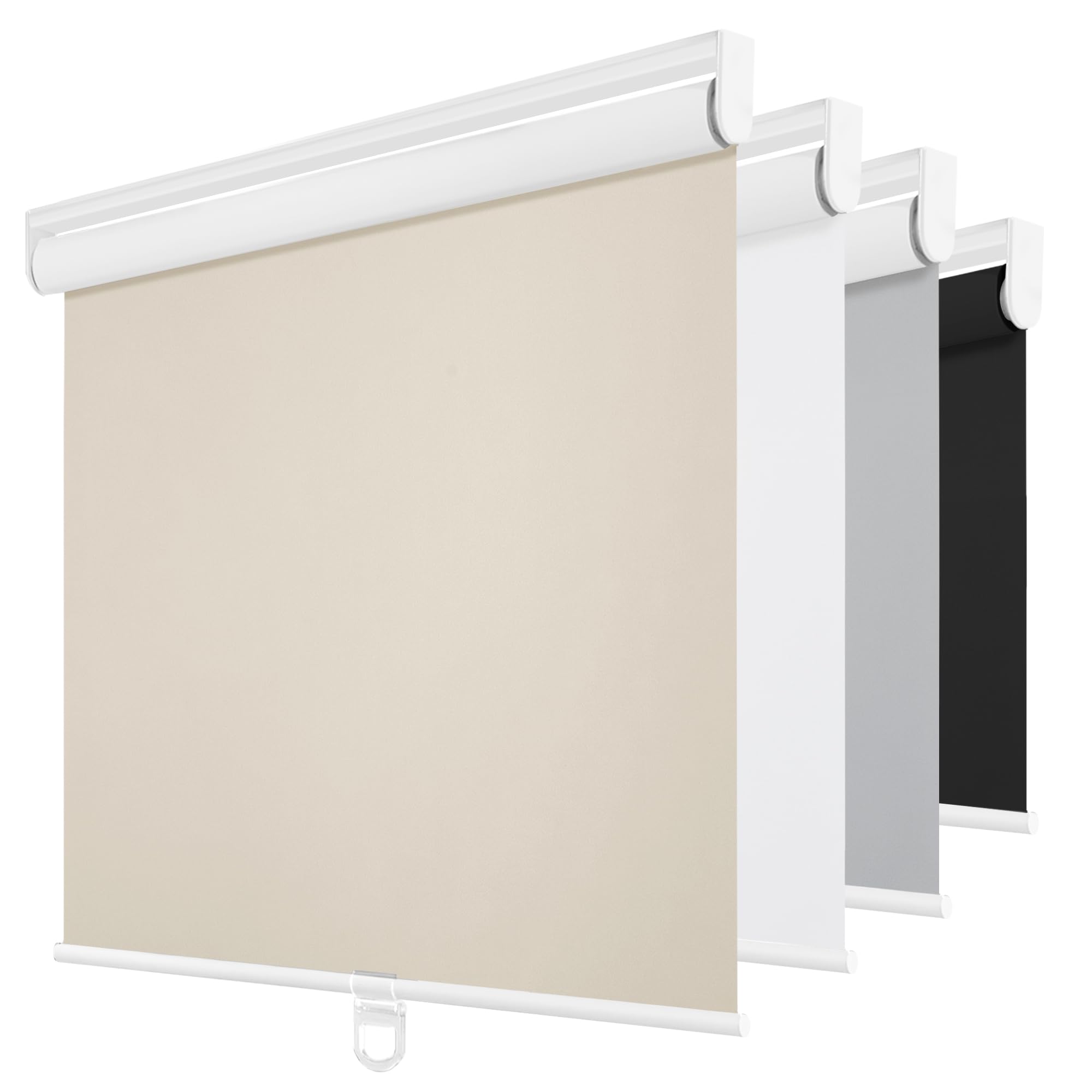 ChrisDowa Cordless Blackout Roller Shades for Windows, Thermal Insulated UV Protection Pull Down Shades, Total Blackout Window Blinds for Home, Office, Bedroom, Door (22" W x 72" H, Beige)