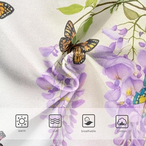 Watercolor Purple Wisteria Flowers Panties Little Girl Toddler Underwear Floral Cotton Funny Briefs Undies Kids 2t3