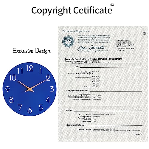 Mosewa Wall Clock - Silent Non-Ticking 10 Inch Wall Clocks Battery Operated - Modern Style Wooden Clock Decor Decorative For Kitchen,Home,Bedrooms,Office(Blue) #TOP3