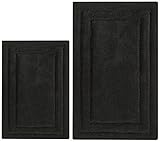Chardin Home - 100% Cotton two Piece Classicc Bath Rug Set, (21''x34'' & 17''x24'') with anti-skid spray latex back, Black