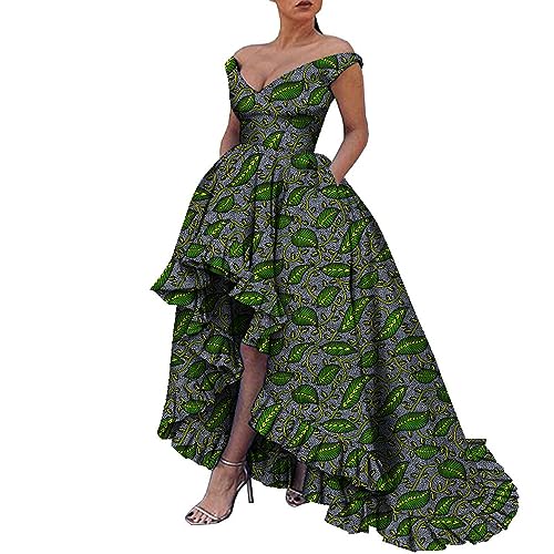 Image of iooiooi African Dresses for Women Party Robe Plus Size Print Dashiki Dinner Dress