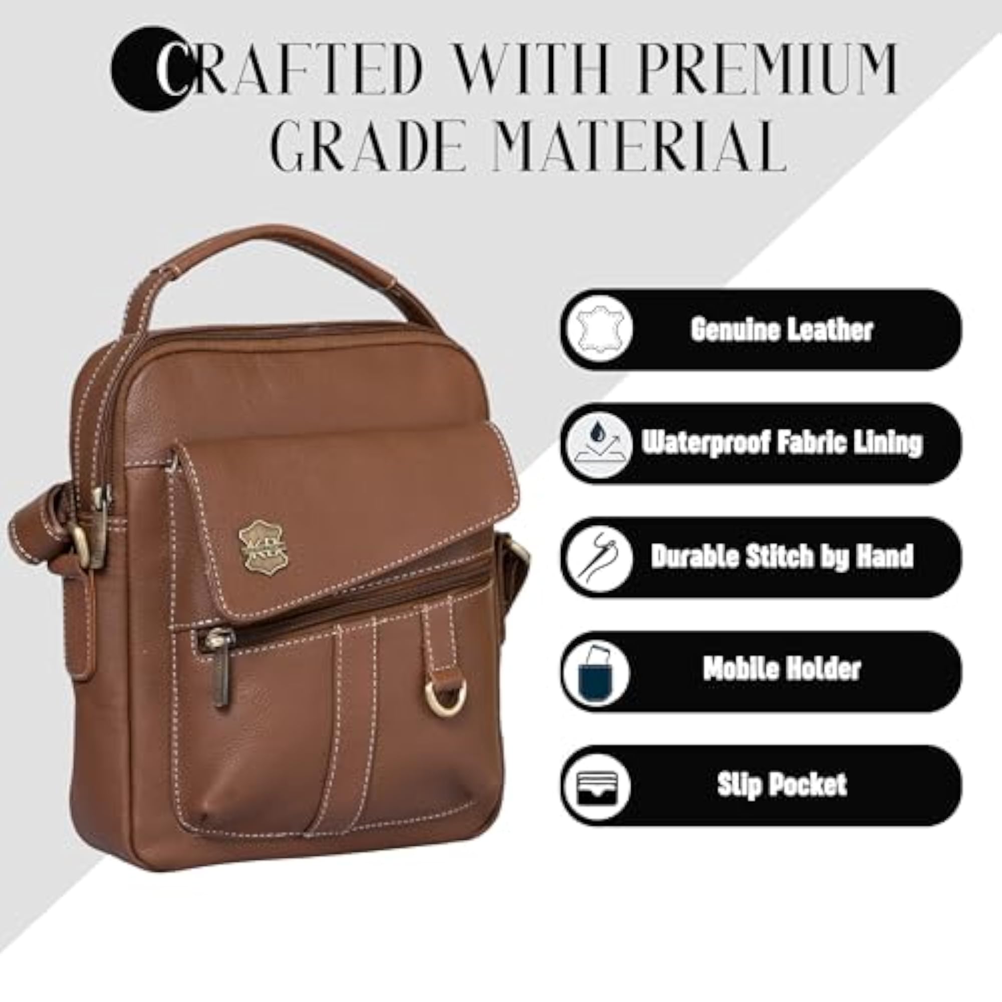Genuine Leather Messenger Sling Bag for Men & Women