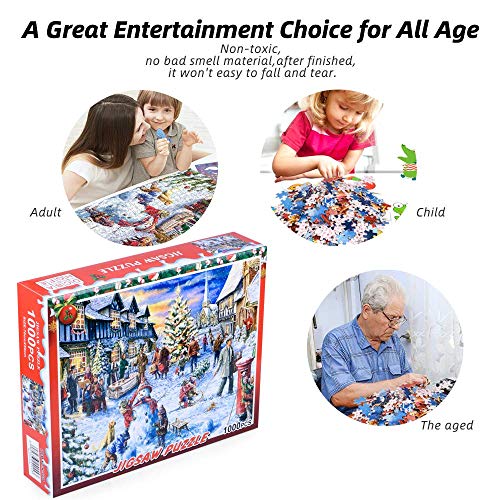 Jigsaw Puzzle 1000 Piece for Adult, LANIAKEA Christmas Snowman Celebration Puzzles, Puzzle Game for Christmas Toy Gifts - Thumbnail 6