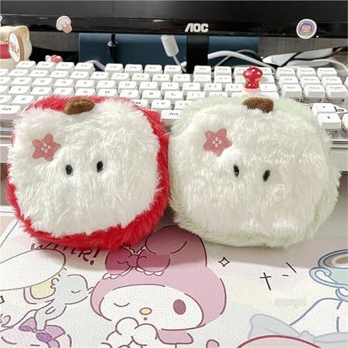 App1e Shape Coin Purse Cartoon Plush Bag Pendant Earphone Bag Lipstick Data Cable Storage Bag(Green)3