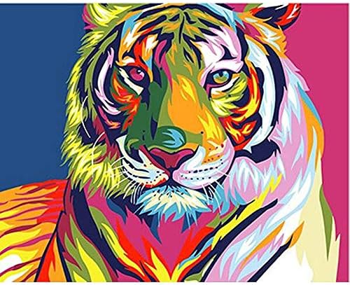 Frameless Colourful Tiger Animals DIY Painting By Numbers Wall Art Acrylic Paintings Hand painted Home Decor For Living Room 40 x 50 cms