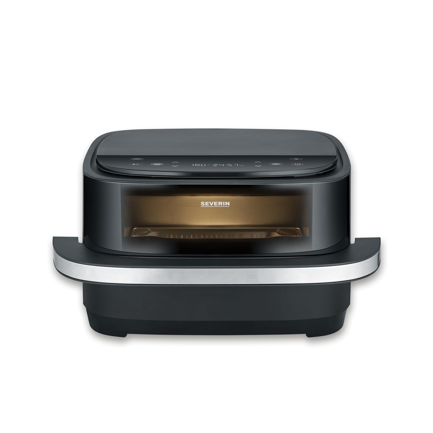 Severin Friggitrice ad aria calda Pizza & More, programmi per pizza, 10 programmi di cottura, distribuzione ottimale del calore, forma extra larga, con finestra di visualizzazione, 4 l, 2100 W, nero