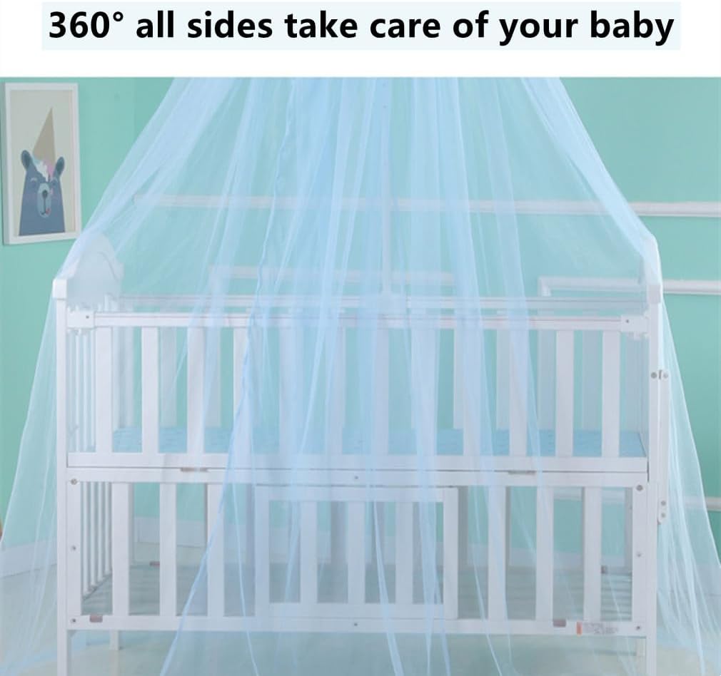 Crib Mosquito Net Baby Bed Dome Cots Mosquito Netting Toddler Bed Crib Dome Canopy Netting Hanging Bed Cover Net Mosquito Bar Frame Palace-Style Crib Bedding Set (Stand Not Included)