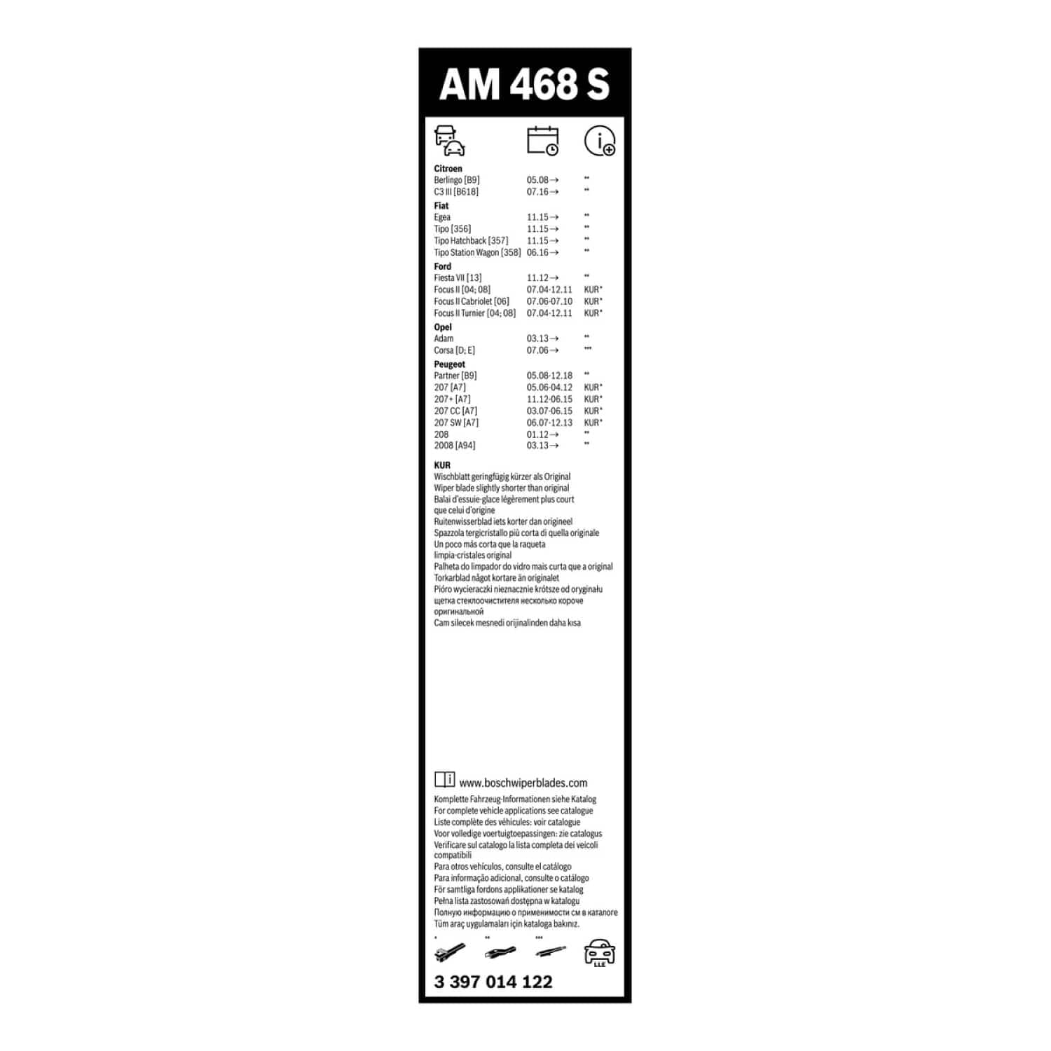 Bosch Automotive Tergicristalli Aerotwin Am468S, Lunghezza 650Mm/400Mm, 1 Set Per Parabrezza Anteriore