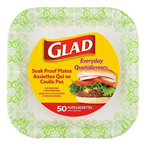 Glad Quadratische Einweg-Pappteller für alle Anlässe | weichfest, schnittfest Cover