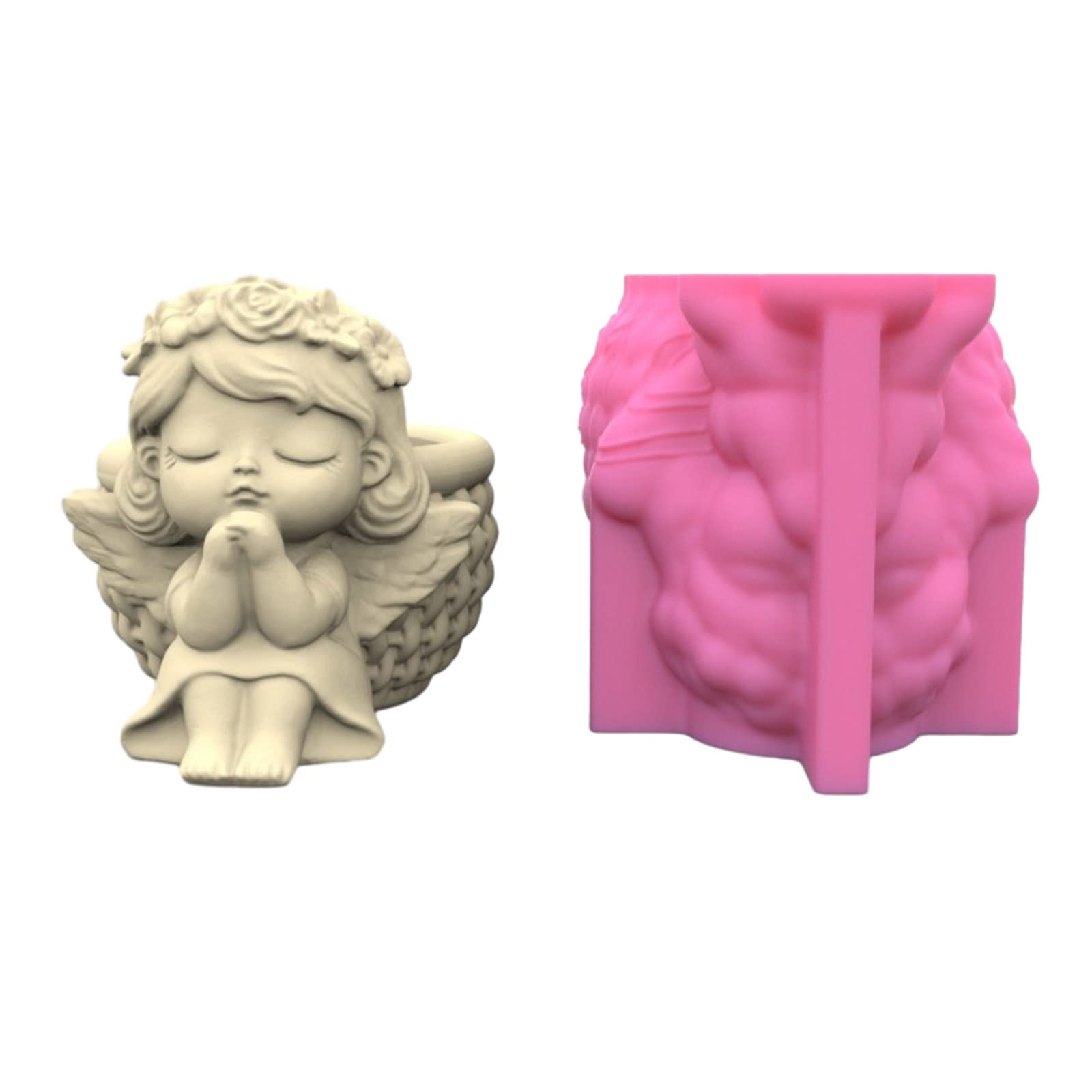 NEWFT Wreath Girl Vase Silicone Mold Scented Cement Ornament Homemade Flower Mould Pen Holder Resin Craft