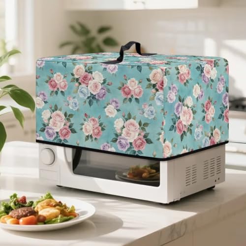 Image of Countertop Oven Cover Protective Toaster Oven Dust Cover Decorative Small Kitchen Appliance Protector for Countertop Decor, S, 18.25 x 14.5 x 11 Inches, Rose Teal
