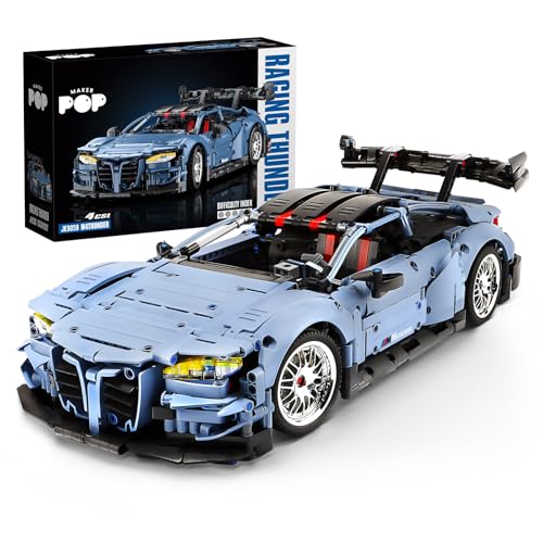 MOCBROPCS Technik M4 Sportwagen 1:10 Bausteinspielzeug Rennwagen Auto-Modellbausatz für Erwachsene Geschenk/Sammlerset für 12-16 Jahre Alte Jungen und Erwachsene(2280 Teile)