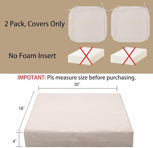 Miniatura 3 de Magpie Fabrics Paquete de 2 fundas de cojín de repuesto para patio para interiores y exteriores, con lazos, repelente al agua, resistente a los