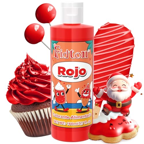 Colorante Alimentario 160ml - Gran Capacidad Colorantes Alimentarios Reposteria Altamente Concentrado para Decoración de Pasteles, Colorante Alimenticio para Fondant Colores, Macarrone, Donuts - Rojo