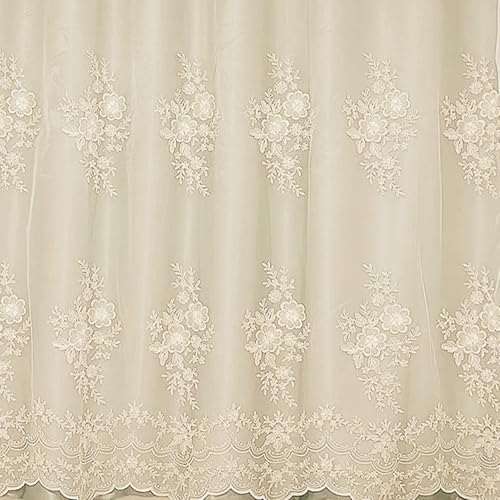Rideau cuisine beige broderie haut de gamme polyester - 4