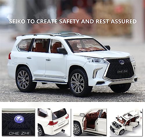 Image of DEOXY 1:32 Lexus Lx570 Die-Cast Metal Car Toy, Alloy Metal Pull Back Car With Openable Doors & Light, Music Boys Gifts Toys For Kids, White