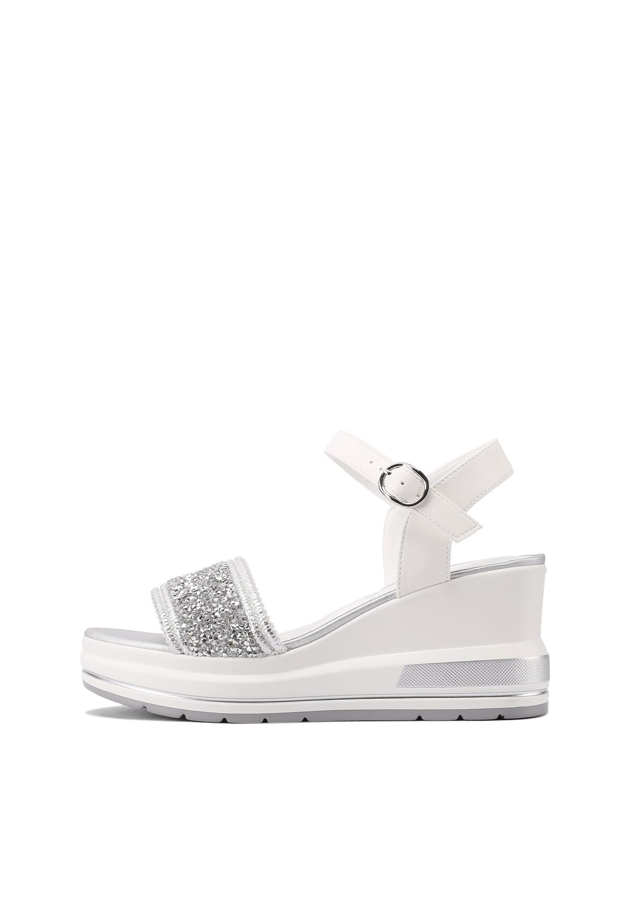 QUEEN HELENA Zeppe con Strass Sandali Alti con Cinturino Casual Donna X32-218