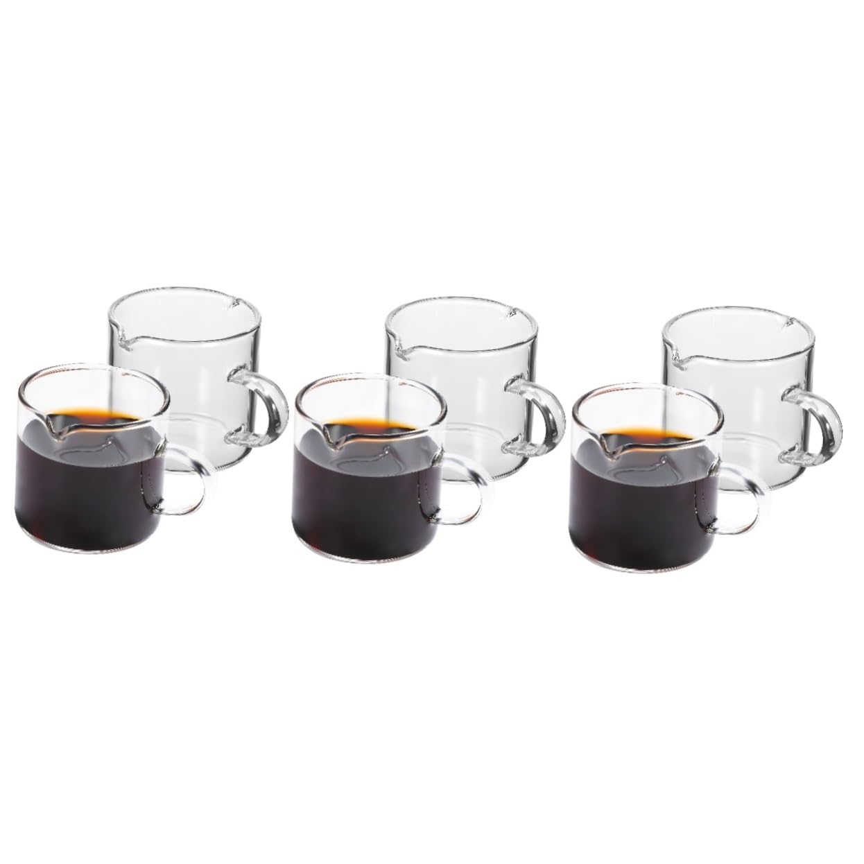 STOBAZA 3sets Coffee Cup Clear Espresso Cups Espresso Measuring Cup Cold Brew Syrup Dispenser Milk Tea Coffee Syrup Bottle Espresso Pour Cup Milk Frothing Pitcher Oil Dispenser Spout 2pcs*3