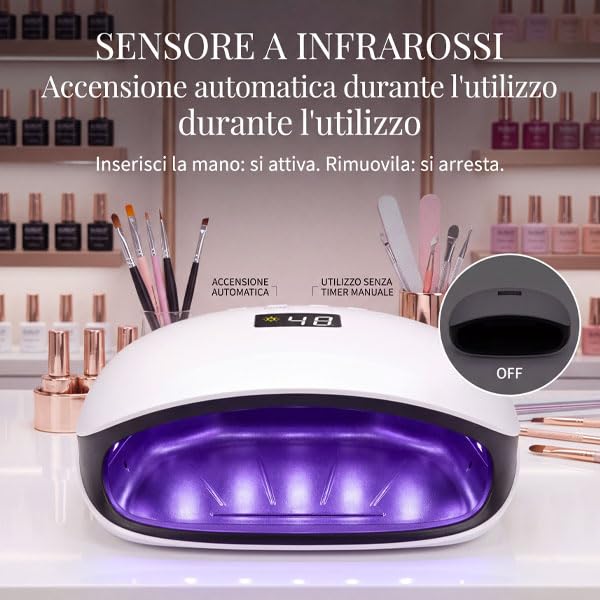 081 Store - Lampada UV LED Unghie Professionale 36 LED 365+405nm, Lampada UV LED Unghie con 4 Timer 10/30/60/99s, Sensore Infrarossi e Display Digitale, Fornetto Unghie per Gel e Semipermanente