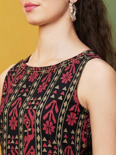 Image of Globus Women Kurta Set (3640921001 Black S)