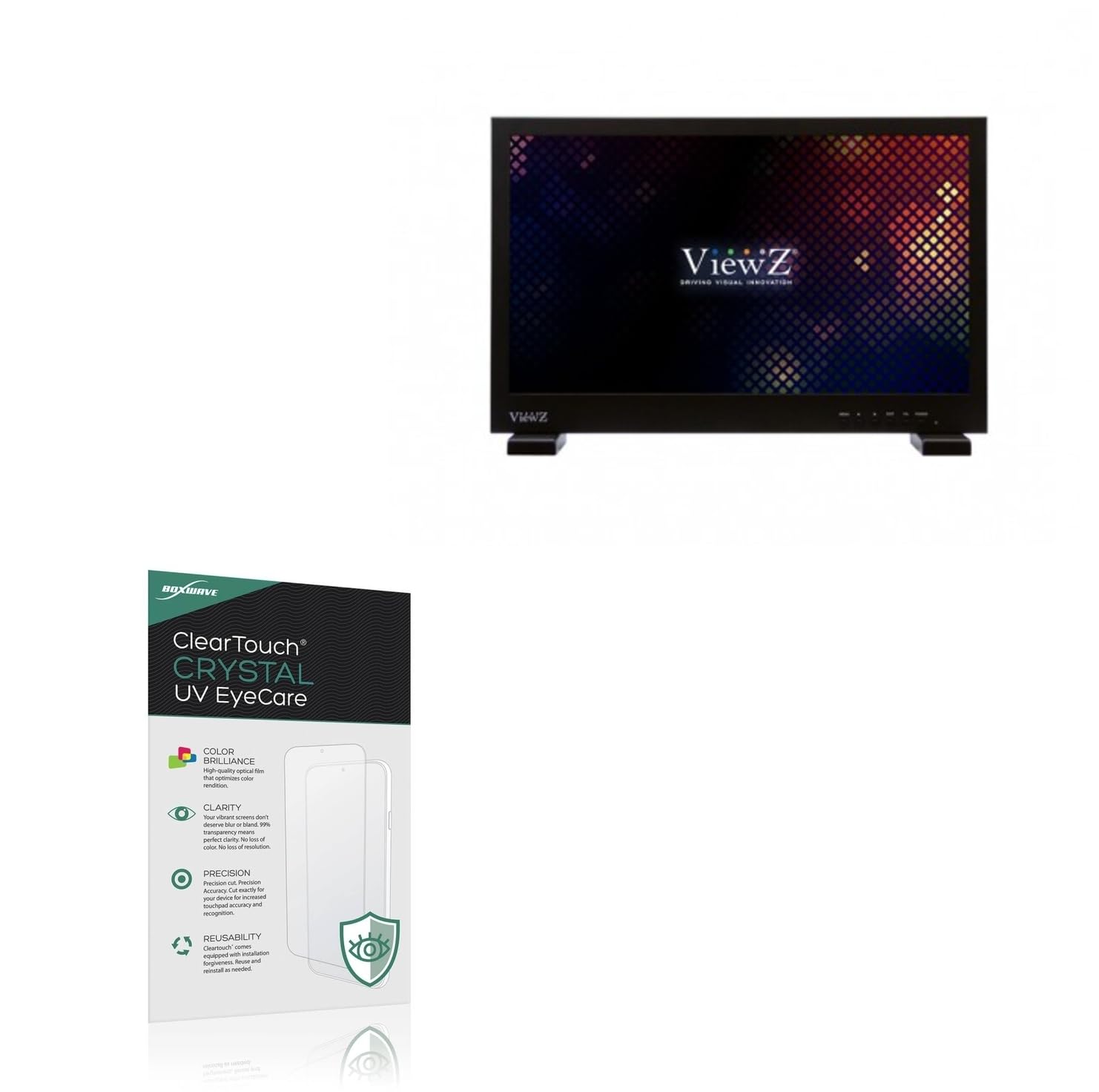 BoxWave Screen Protector Compatible With ViewZ VZ-215D2IP-L - ClearTouch Crystal Anti-UV EyeCare (2-Pack), Filters out Harmful Blue Light Reduce Fatigue