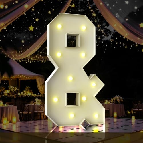 Letras de marquesina de 4 pies y letrero LED grande para decoraciones de cumpleaños y graduación