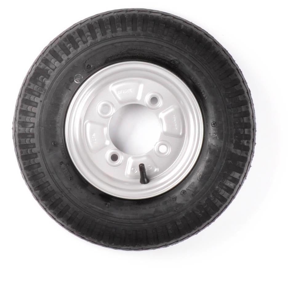 Roue complète 8 Pouces - 4.80/4.00-8 Pneu + Jante - Pas français : 4x115-4PR - 265 kg - 85 mm de diamètre de moyeu - Haute qualité, Robuste et Adaptable